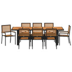 Conjunto de Comedor de Jardín 9 pcs Negro y Marrón