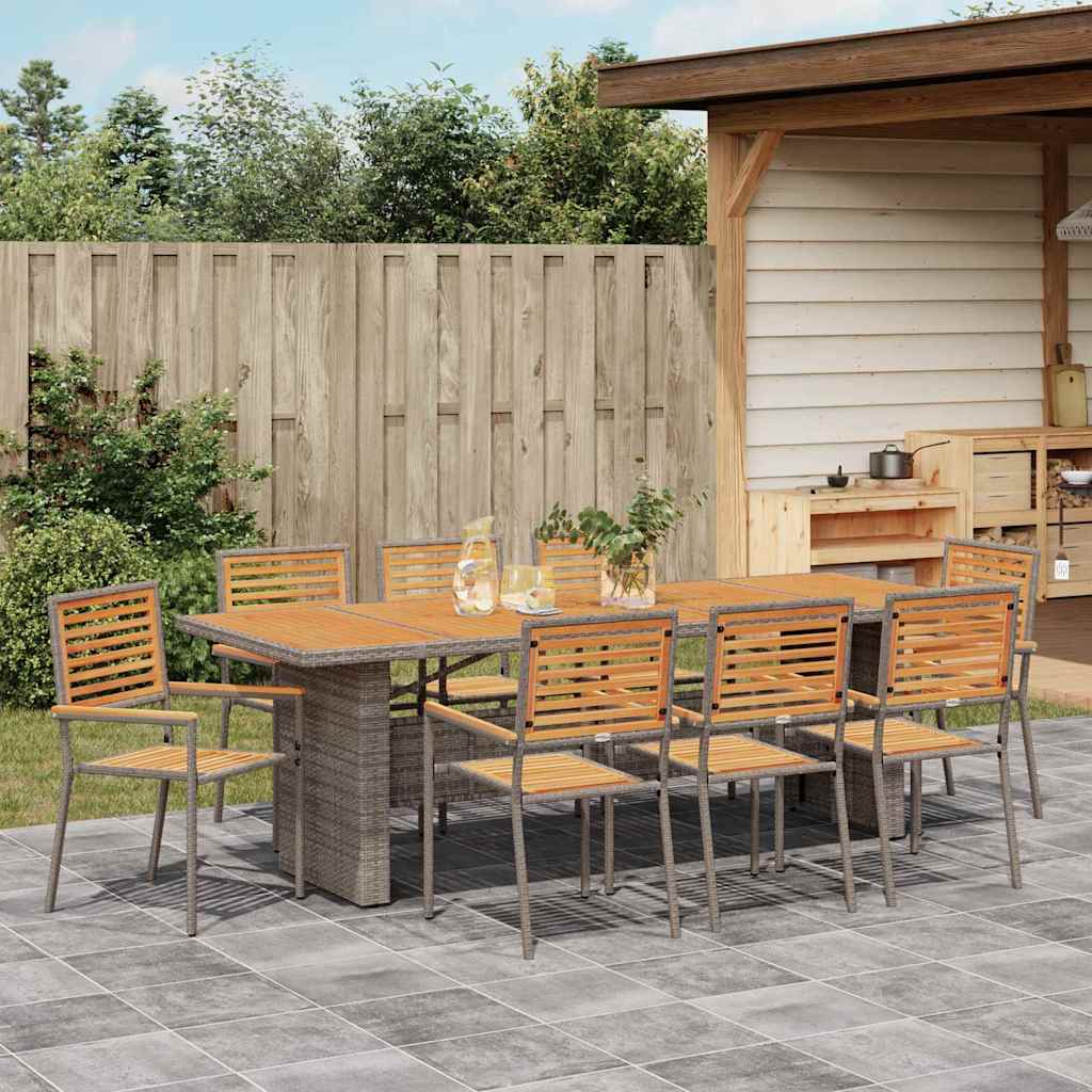 Conjunto de Comedor de Jardín 9 pcs Gris y marrón