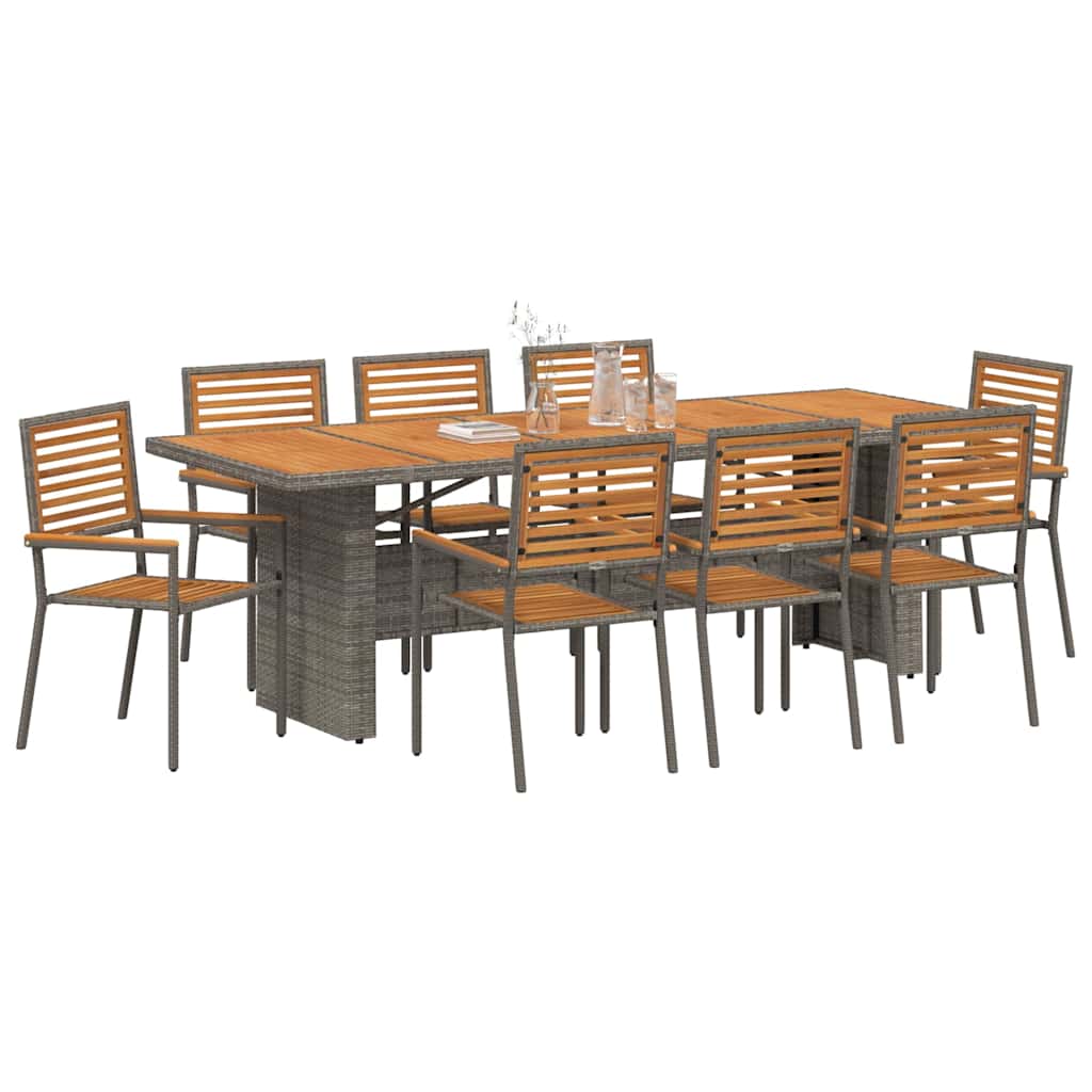 Conjunto de Comedor de Jardín 9 pcs Gris y marrón
