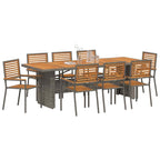 Conjunto de Comedor de Jardín 9 pcs Gris y marrón