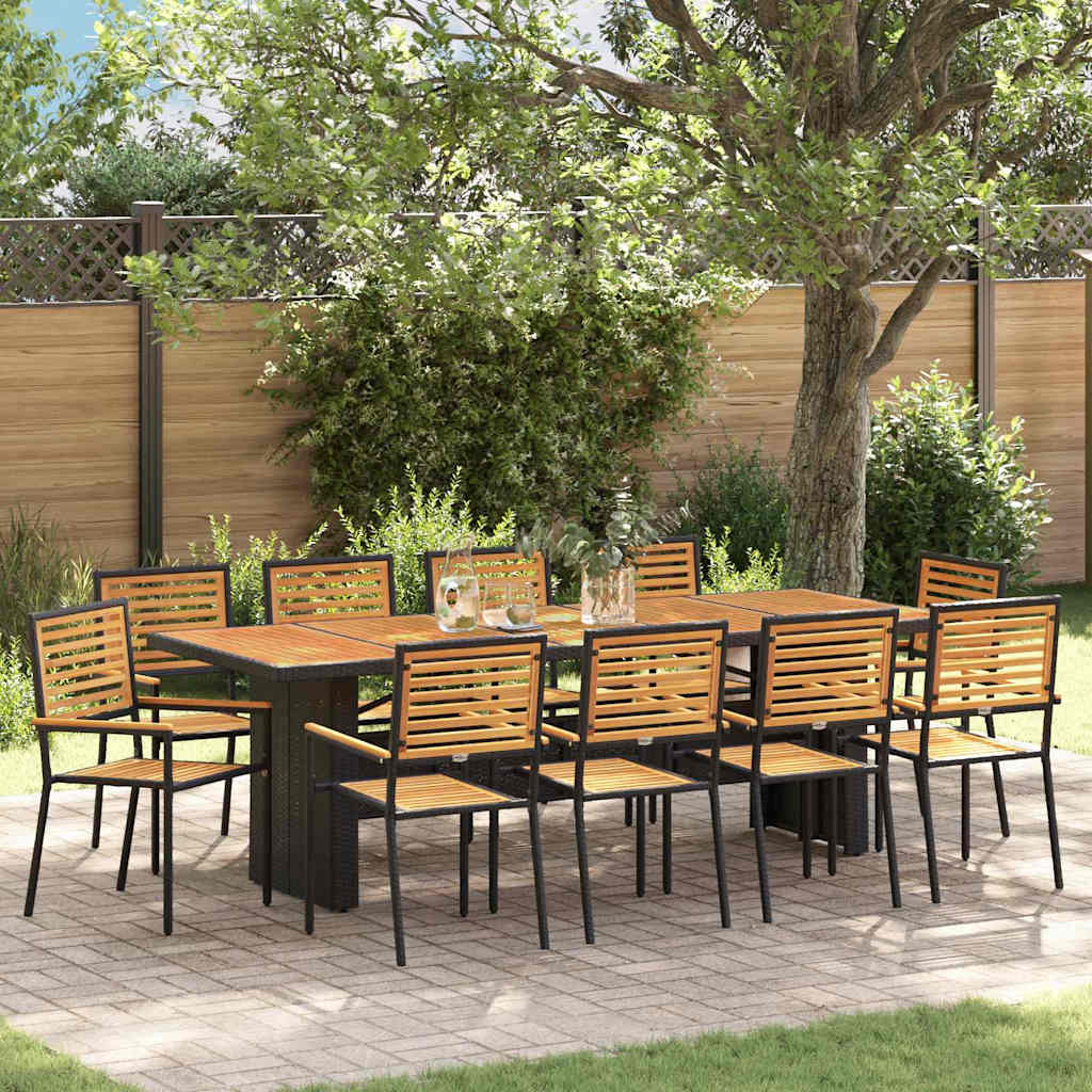 11-Piece Garden Dining Set Grey and Brown