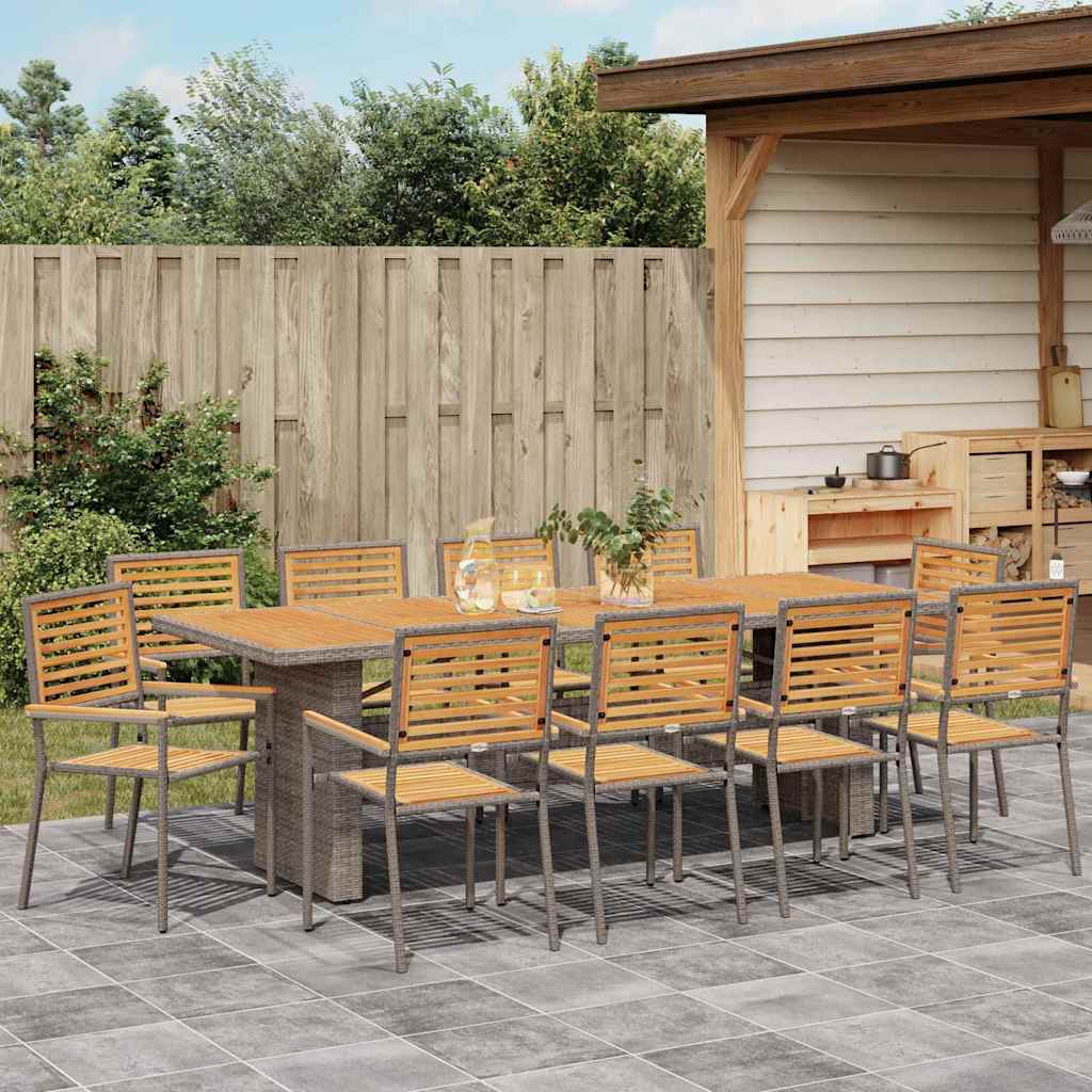 Conjunto de Comedor de Jardín 11 pcs Gris y marrón