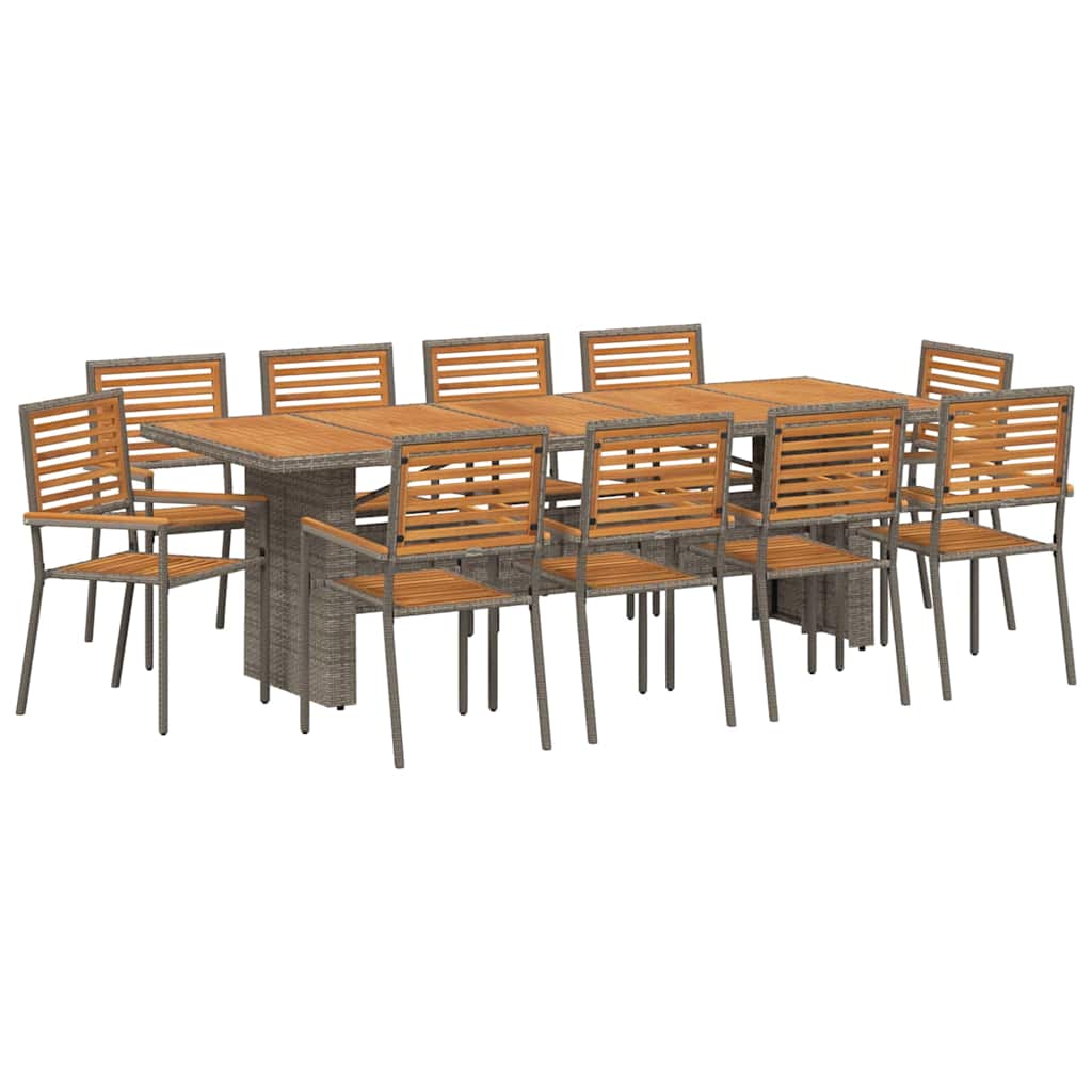 Conjunto de Comedor de Jardín 11 pcs Gris y marrón