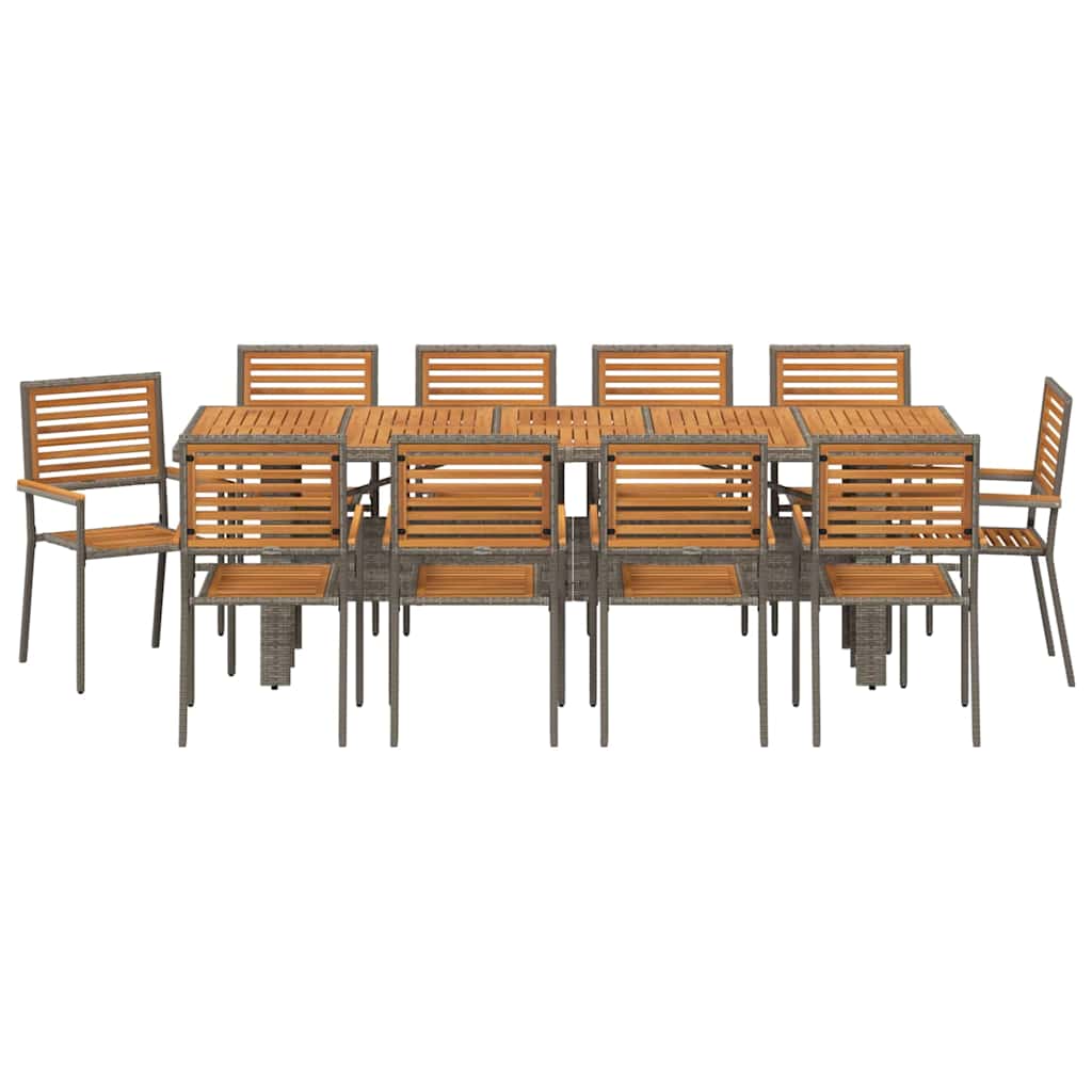 Conjunto de Comedor de Jardín 11 pcs Gris y marrón