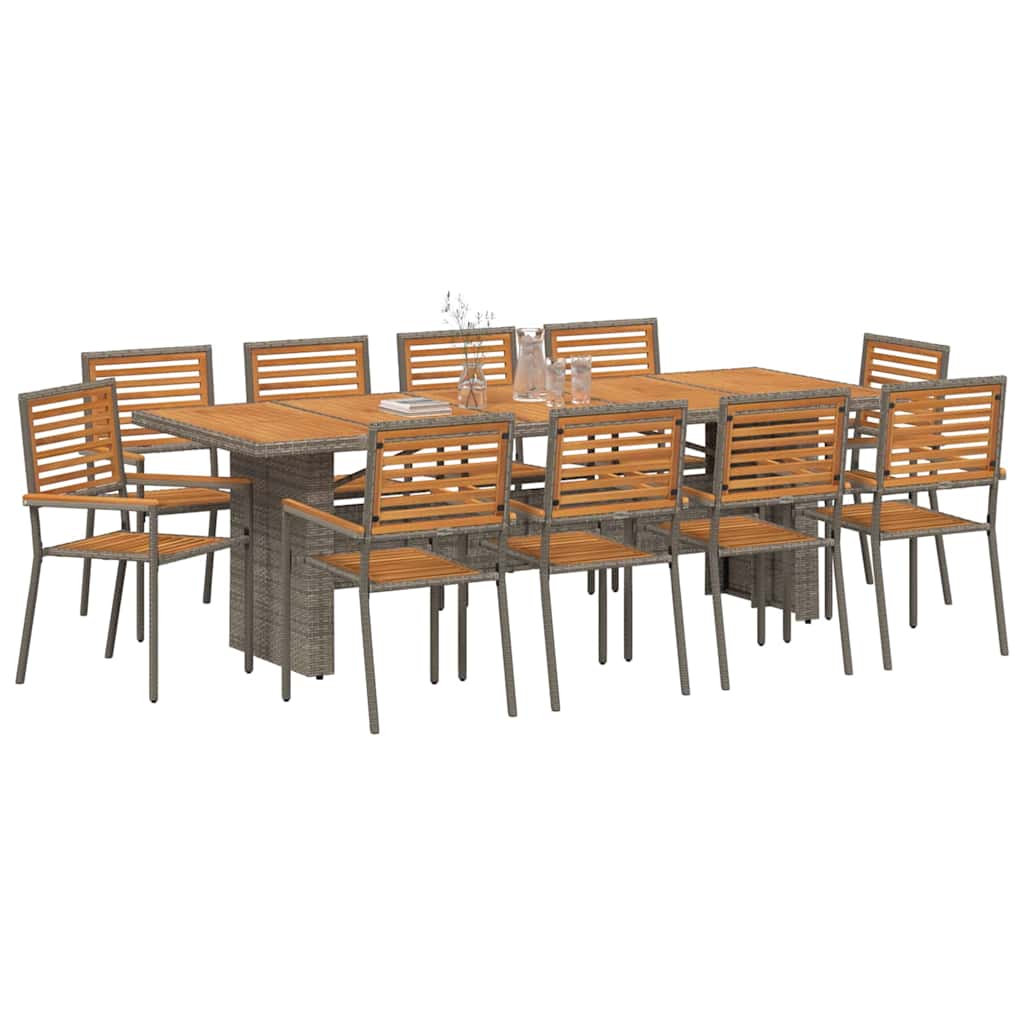 Conjunto de Comedor de Jardín 11 pcs Gris y marrón