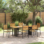 Conjunto de Comedor de Jardín 7 pcs Negro y Marrón