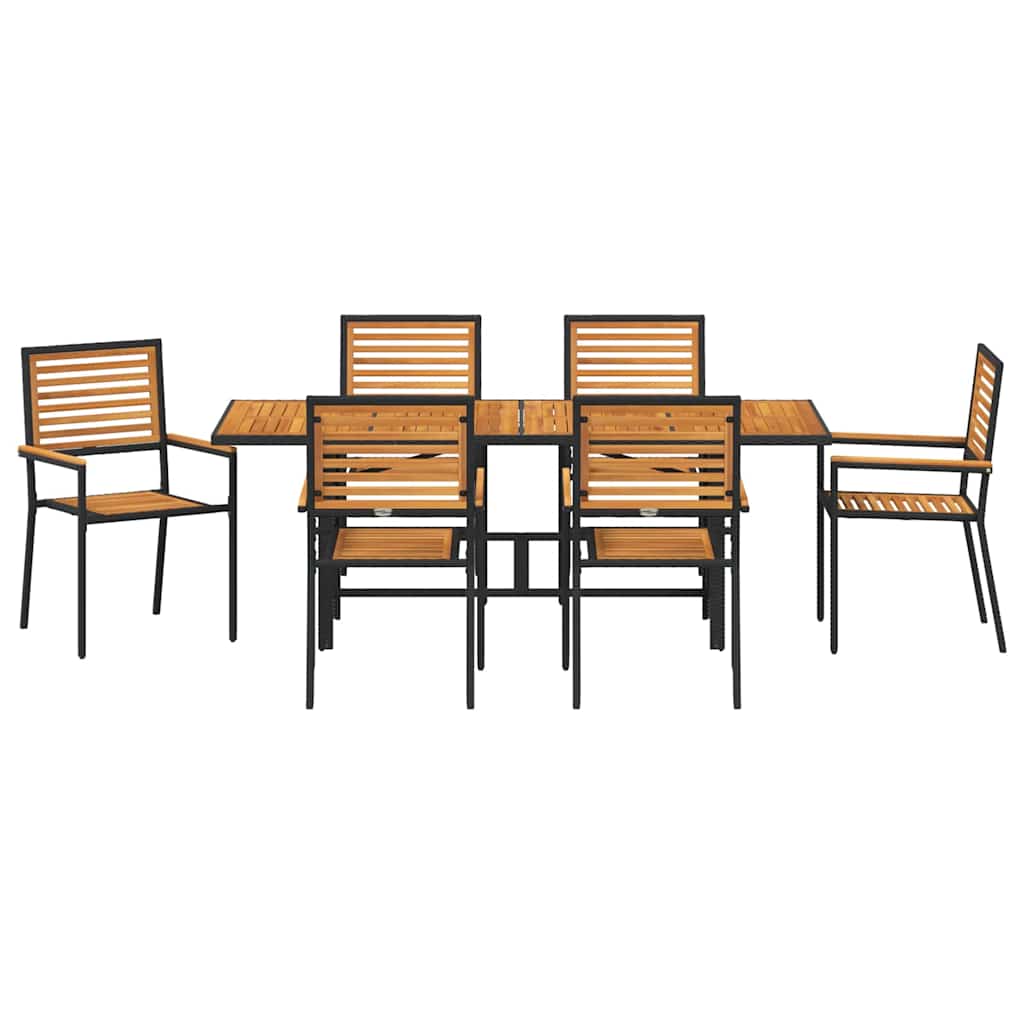 Conjunto de Comedor de Jardín 7 pcs Negro y Marrón