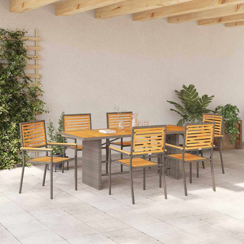 Conjunto de Comedor de Jardín 7 pcs Gris y marrón