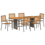 Conjunto de Comedor de Jardín 7 pcs Gris y marrón