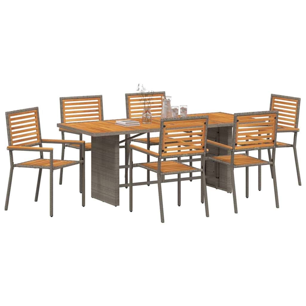Conjunto de Comedor de Jardín 7 pcs Gris y marrón