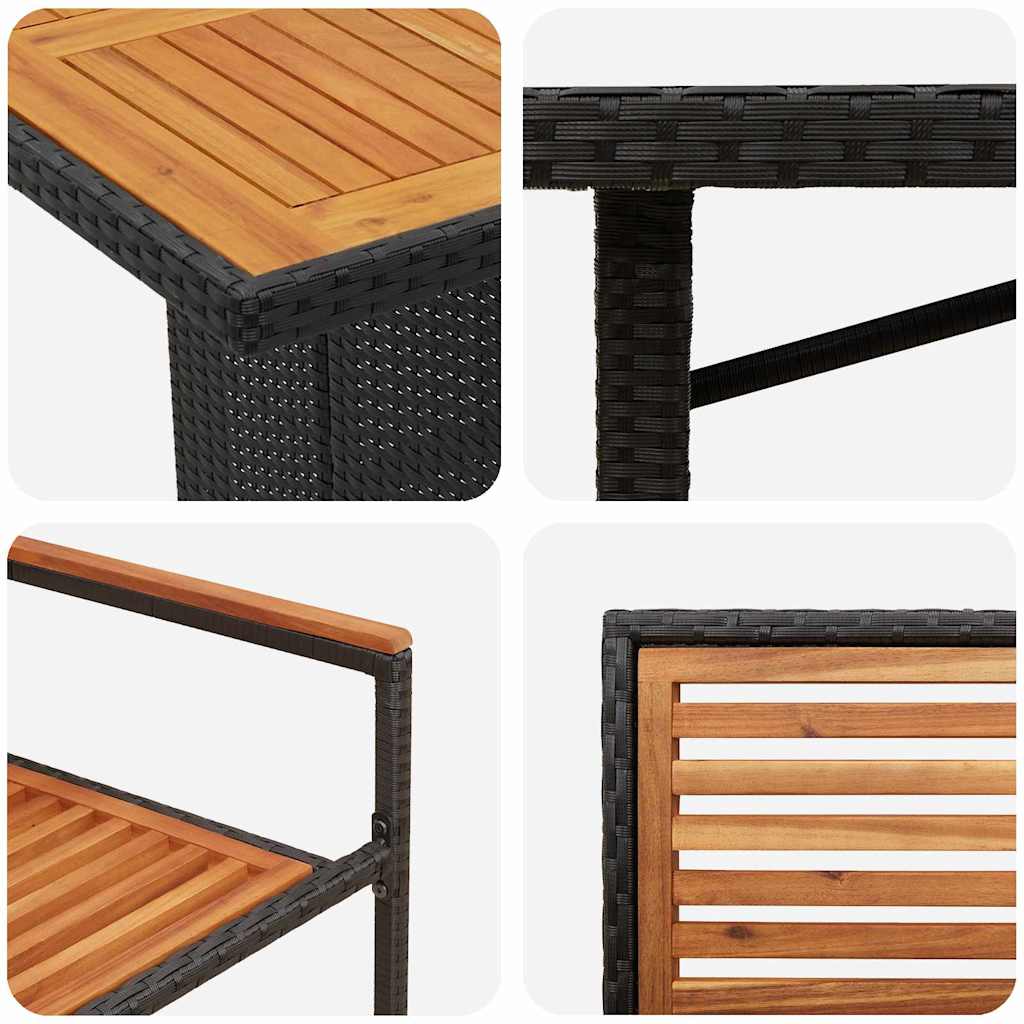 Conjunto de Comedor de Jardín 9 pcs Negro y Marrón