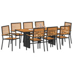Conjunto de Comedor de Jardín 9 pcs Negro y Marrón