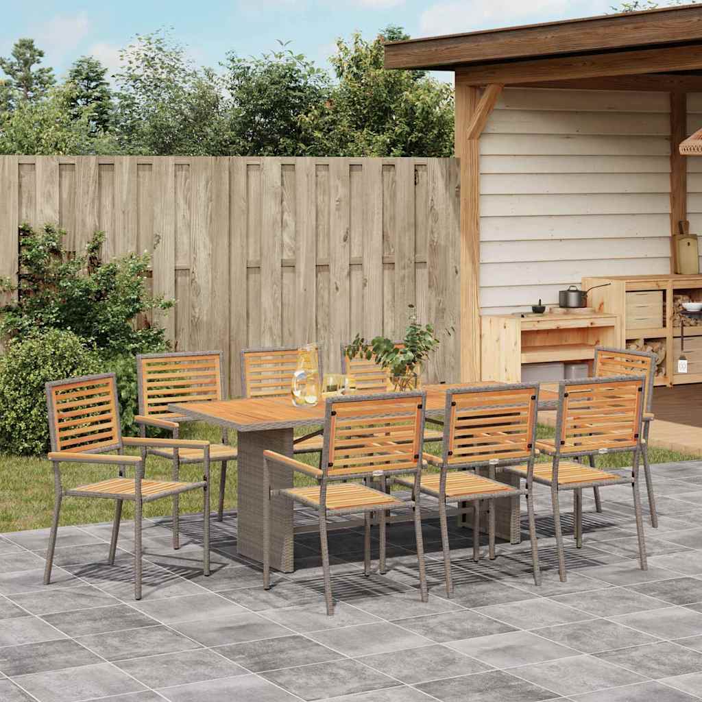 Conjunto de Comedor de Jardín 9 pcs Gris y marrón
