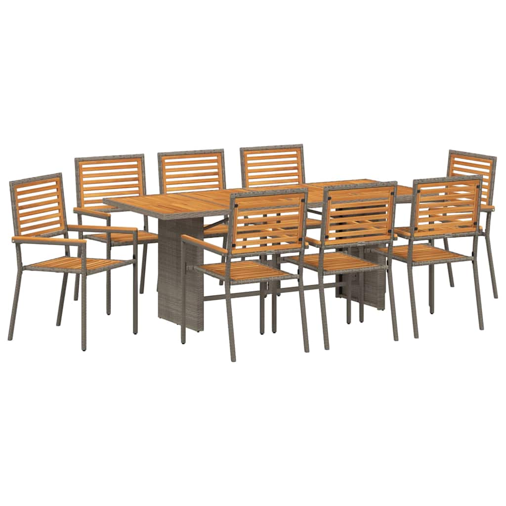 Conjunto de Comedor de Jardín 9 pcs Gris y marrón