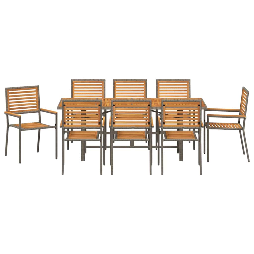Conjunto de Comedor de Jardín 9 pcs Gris y marrón