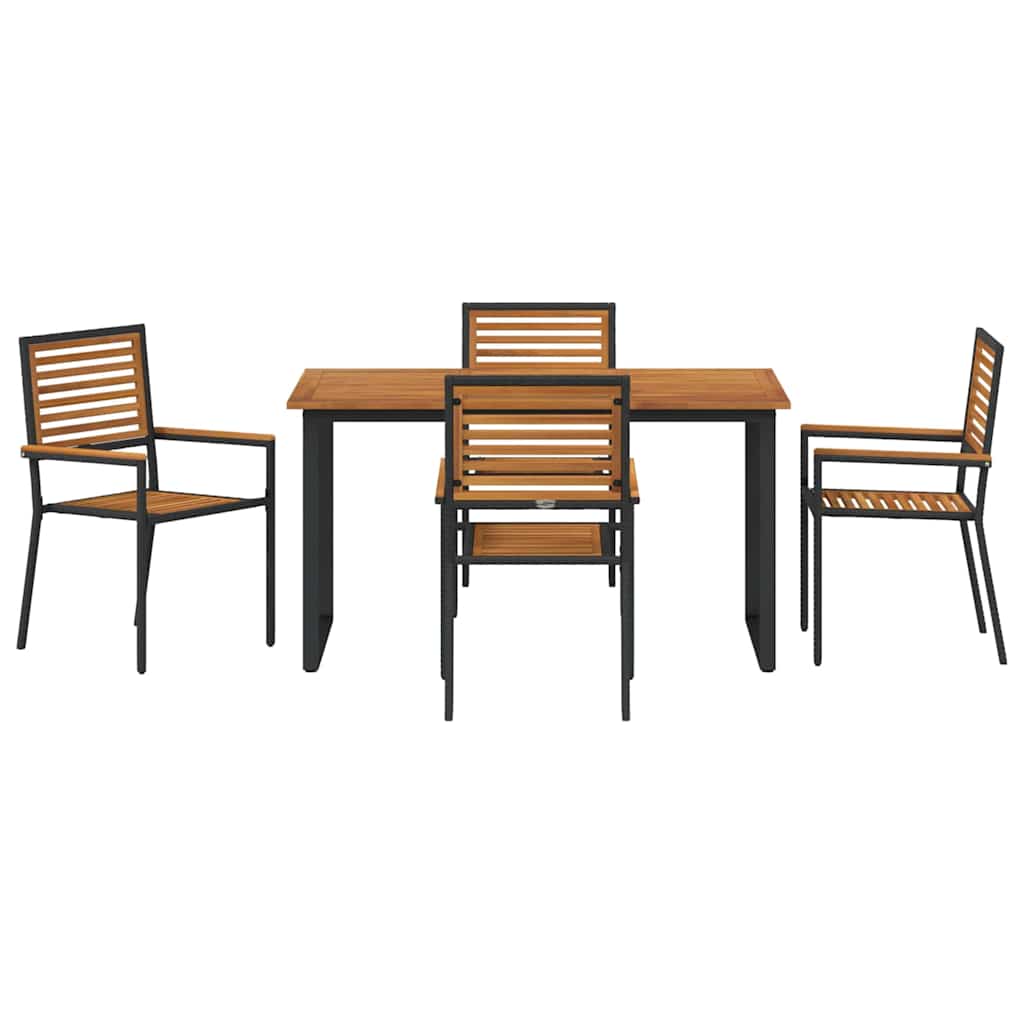 Conjunto de Comedor de Jardín 5 pcs Negro