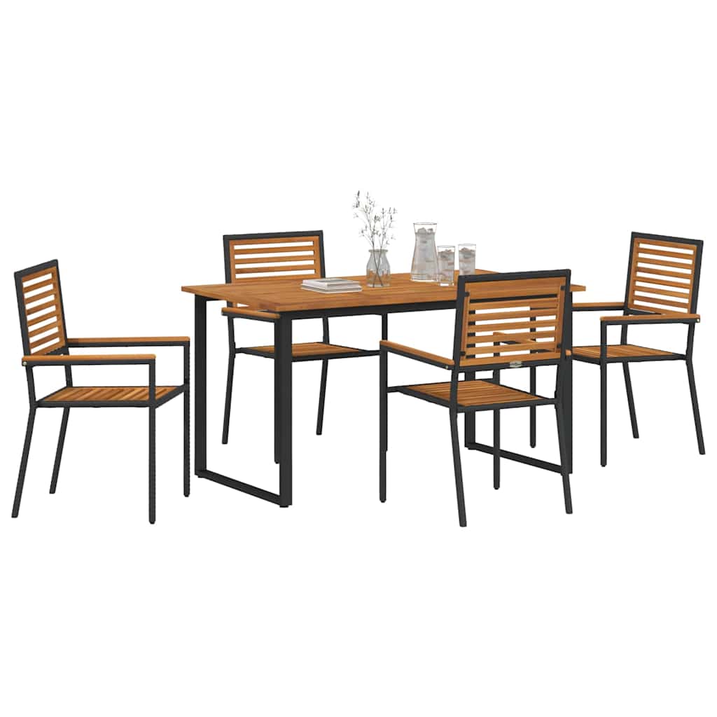Conjunto de Comedor de Jardín 5 pcs Negro