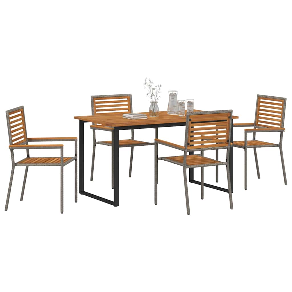 Conjunto de Comedor de Jardín 5 pcs Gris