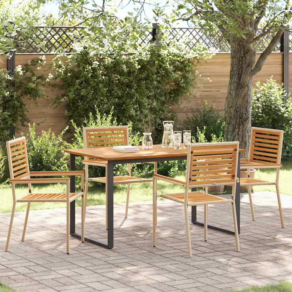 Conjunto de Comedor de Jardín 5 pcs Beige