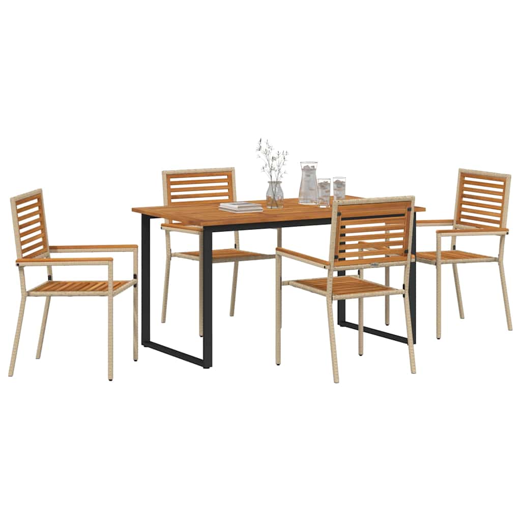 Conjunto de Comedor de Jardín 5 pcs Beige