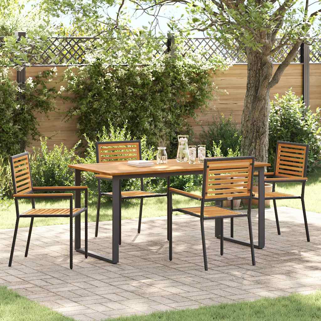 Conjunto de Comedor de Jardín 5 pcs Negro