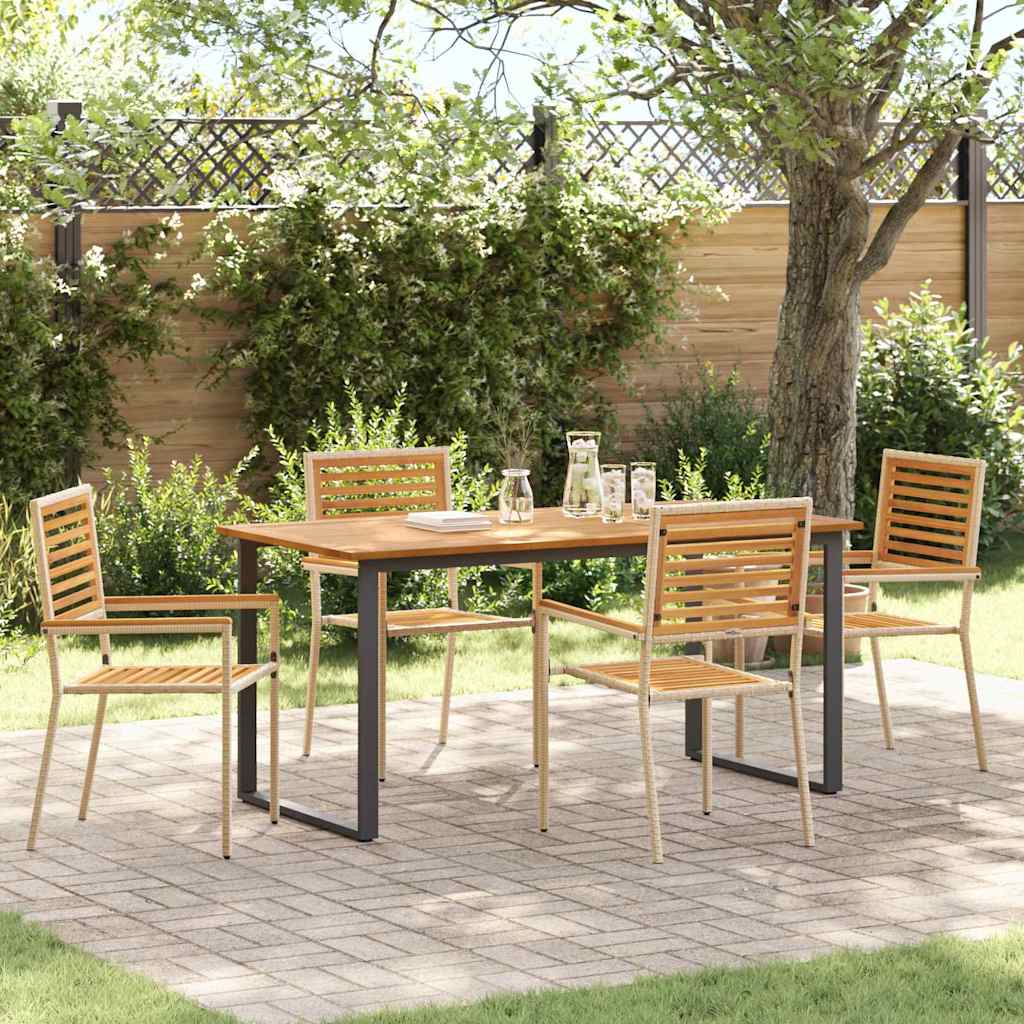 Conjunto de Comedor de Jardín 5 pcs Beige