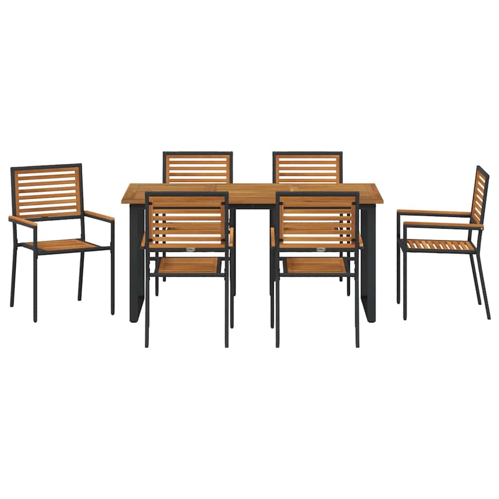 Conjunto de Comedor de Jardín 7 pcs Negro