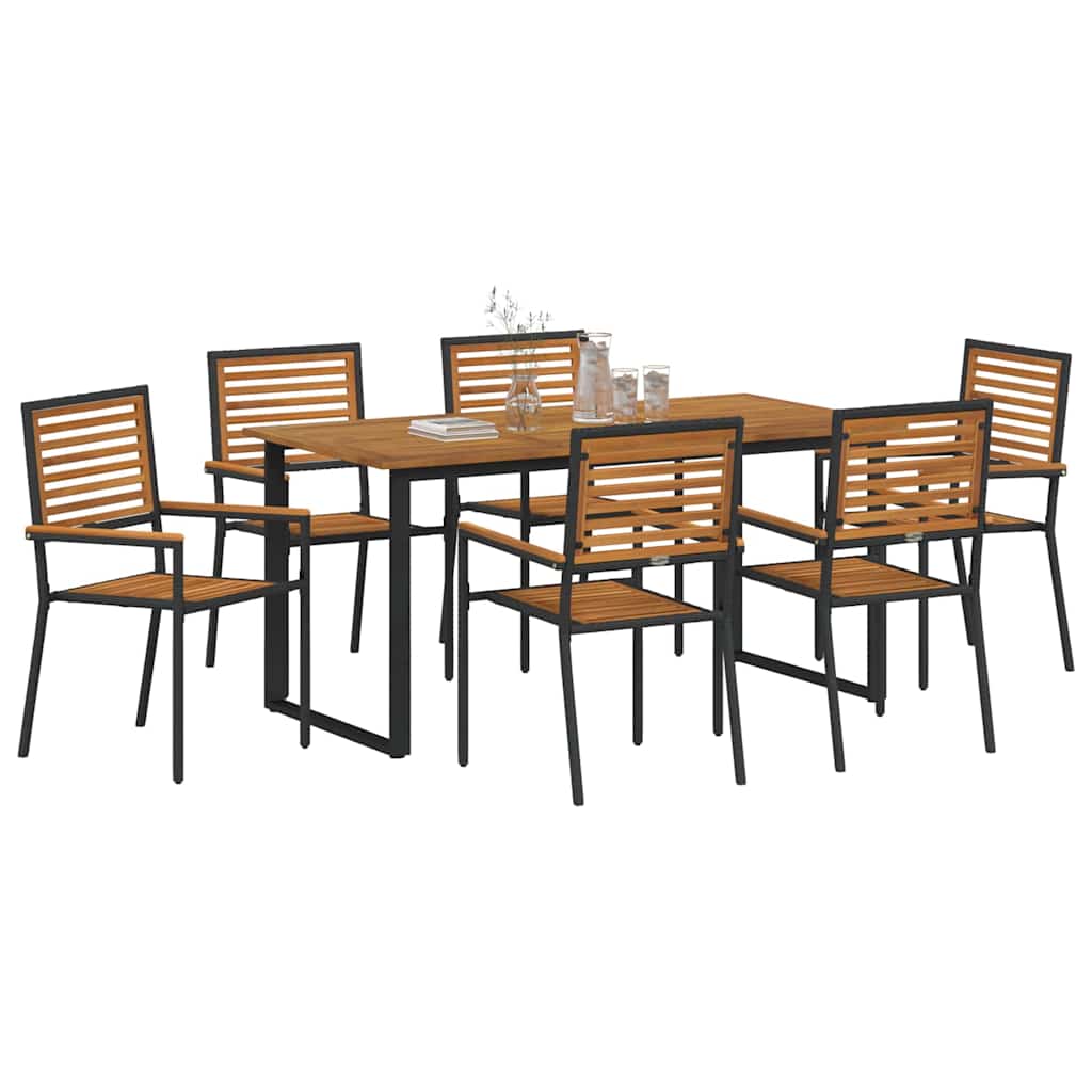 Conjunto de Comedor de Jardín 7 pcs Negro