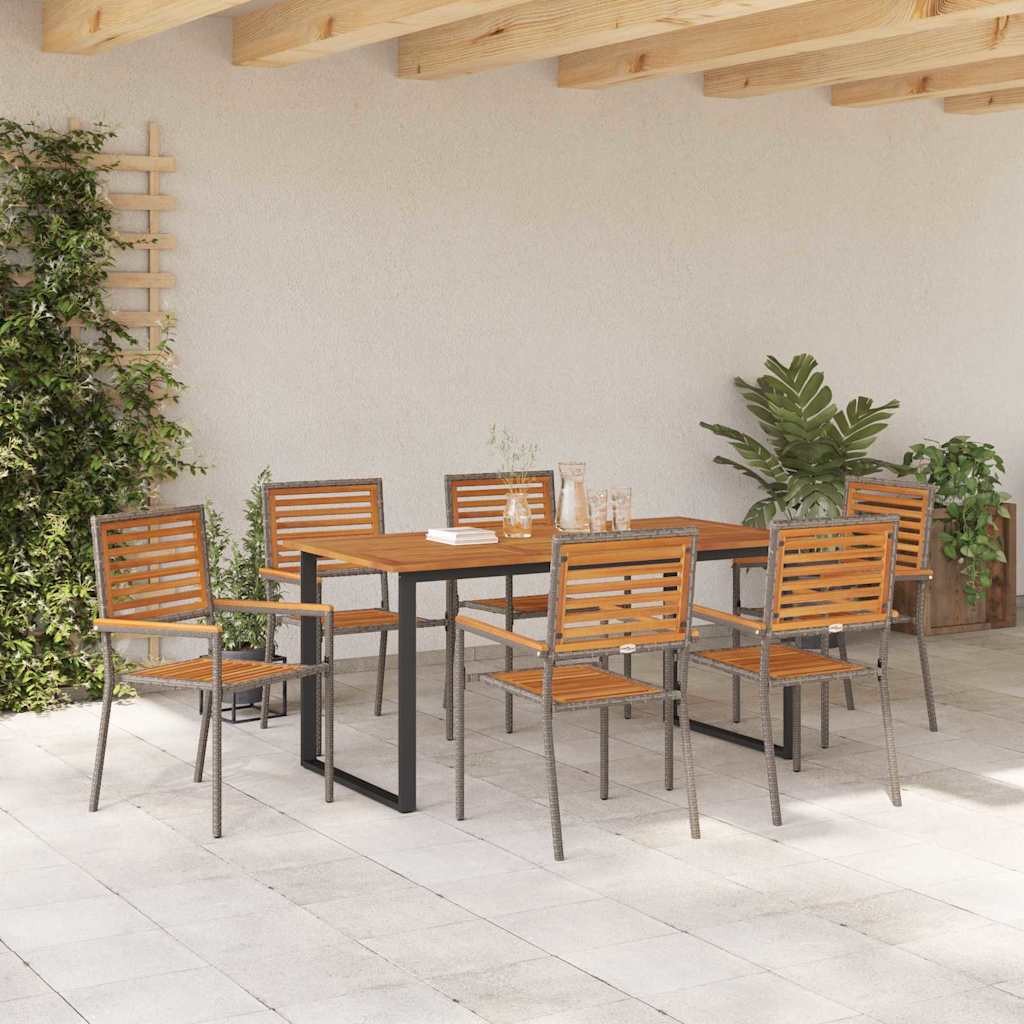 Conjunto de Comedor de Jardín 7 pcs Gris