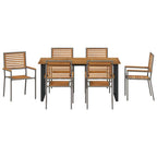 Conjunto de Comedor de Jardín 7 pcs Gris
