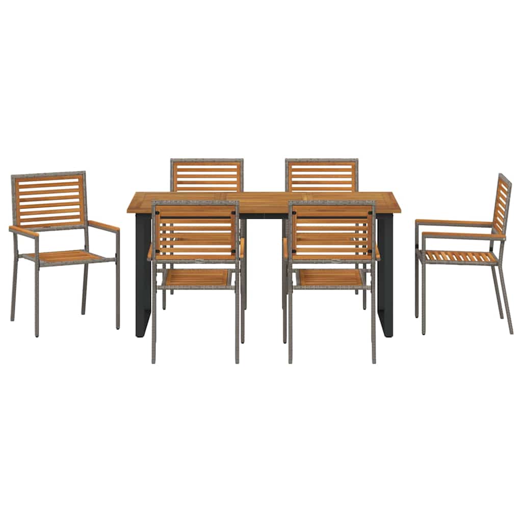 Conjunto de Comedor de Jardín 7 pcs Gris