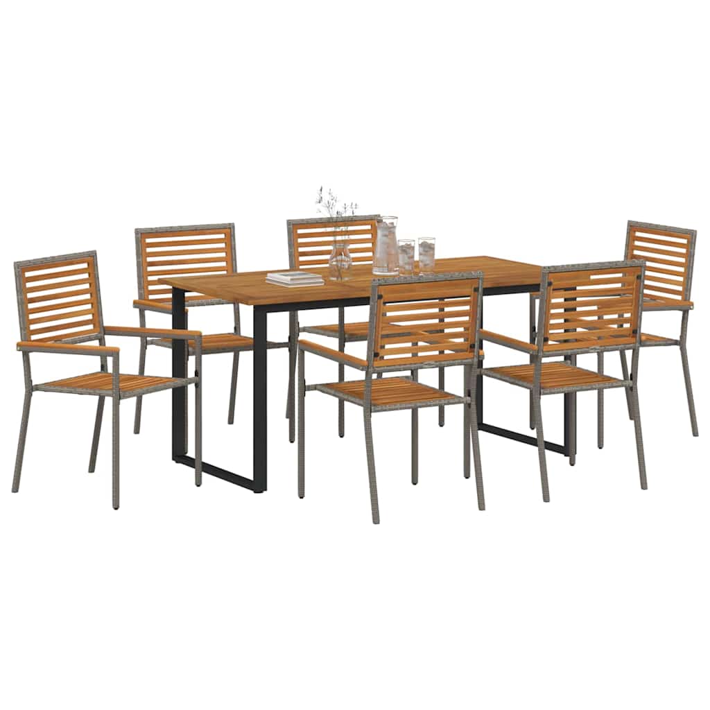 Conjunto de Comedor de Jardín 7 pcs Gris