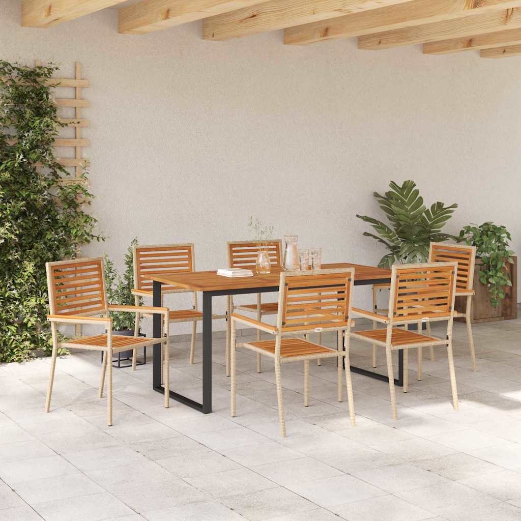 Conjunto de Comedor de Jardín 7 pcs Beige