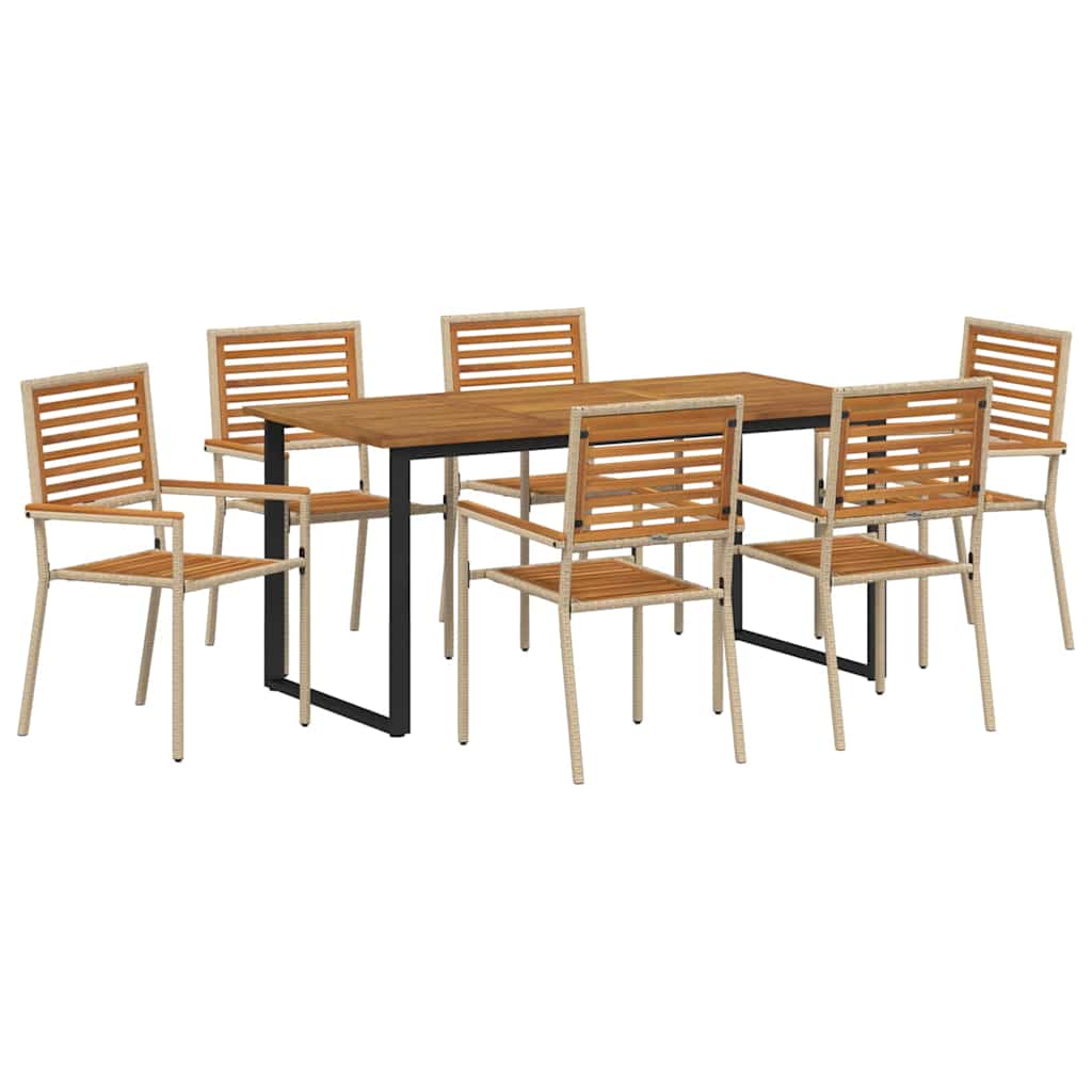 Conjunto de Comedor de Jardín 7 pcs Beige