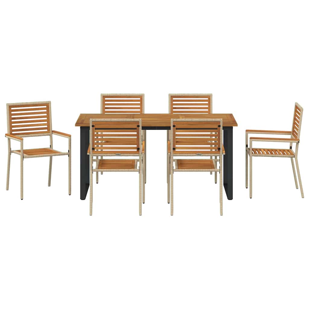 Conjunto de Comedor de Jardín 7 pcs Beige