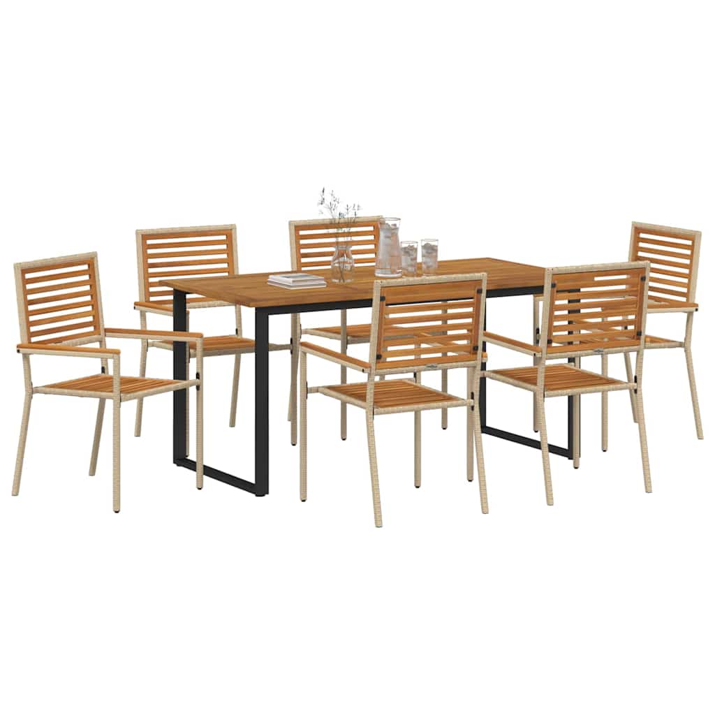 Conjunto de Comedor de Jardín 7 pcs Beige