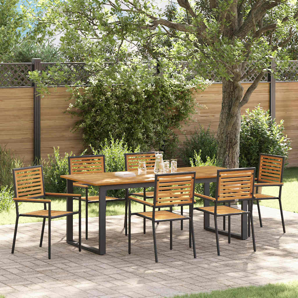 7-Piece Black Outdoor Dining Set