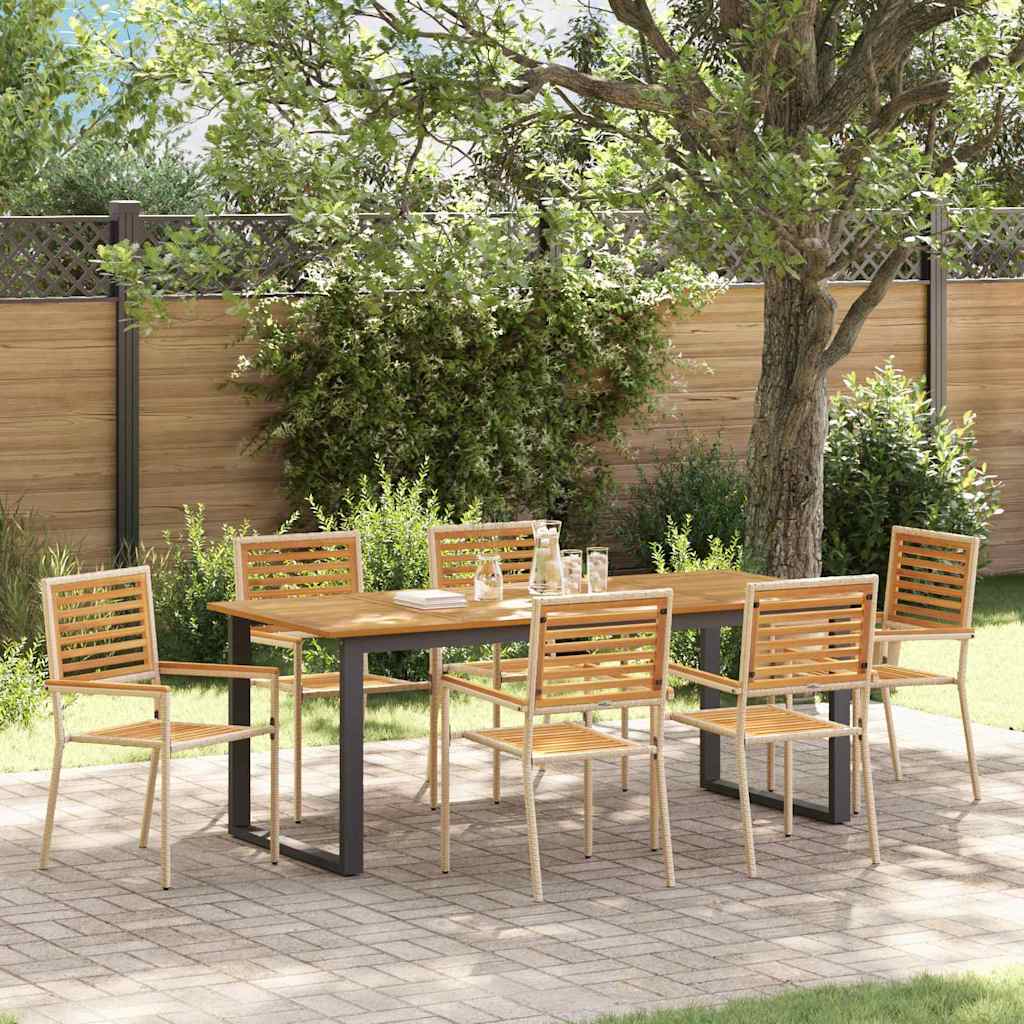 7-Piece Beige Outdoor Dining Set