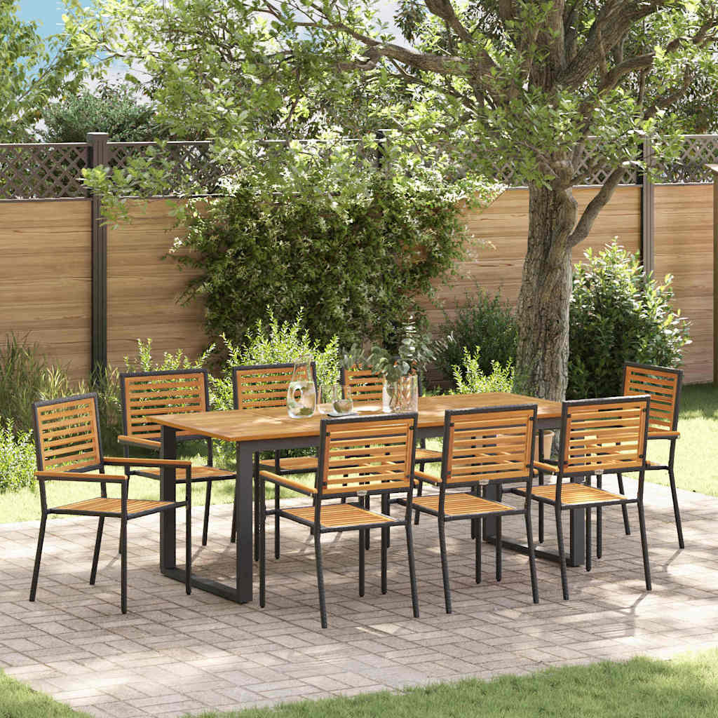 Conjunto de Comedor de Jardín 9 pcs Negro
