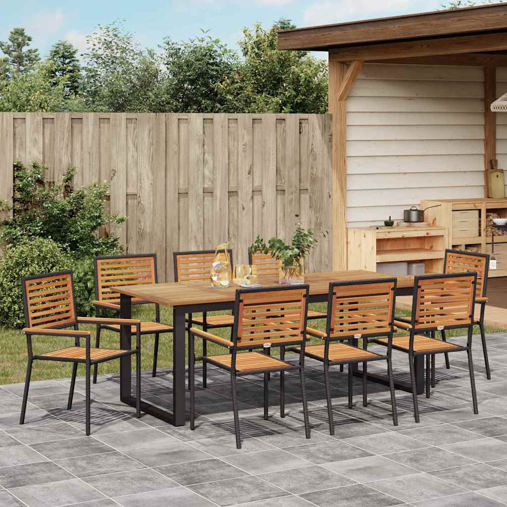 Conjunto de Comedor de Jardín 9 pcs Negro
