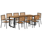 Conjunto de Comedor de Jardín 9 pcs Negro