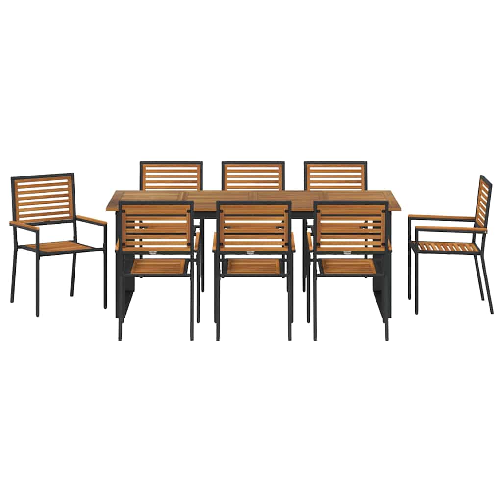 Conjunto de Comedor de Jardín 9 pcs Negro