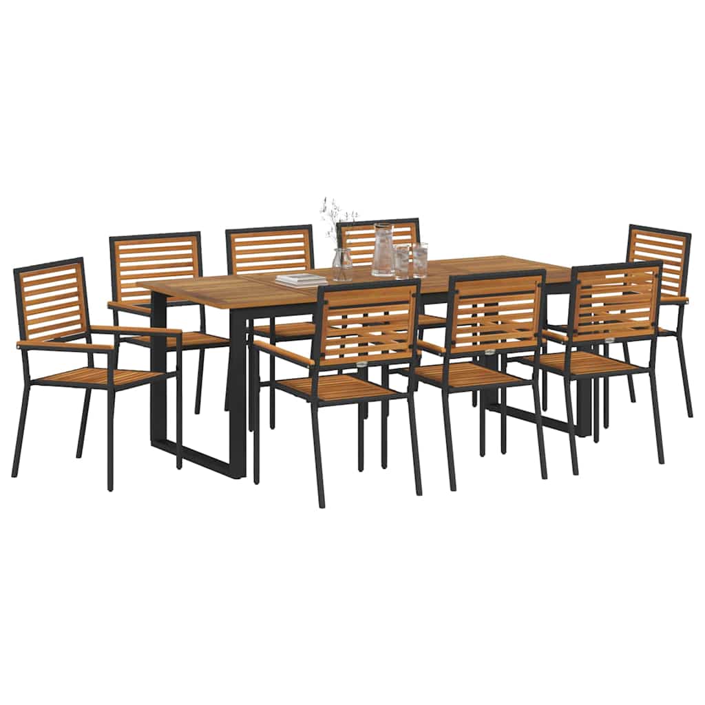 Conjunto de Comedor de Jardín 9 pcs Negro