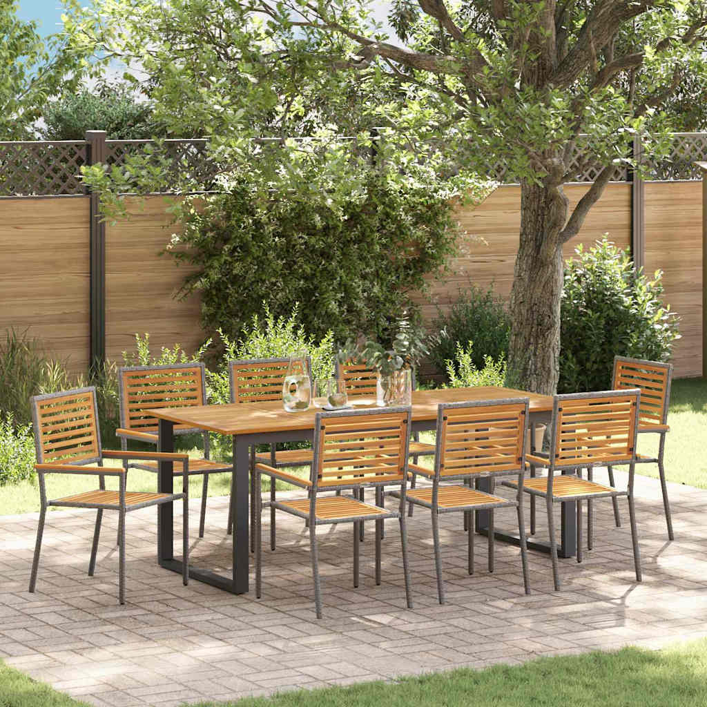Conjunto de Comedor de Jardín 9 pcs Gris