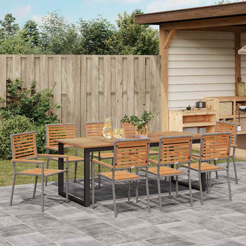 Conjunto de Comedor de Jardín 9 pcs Gris