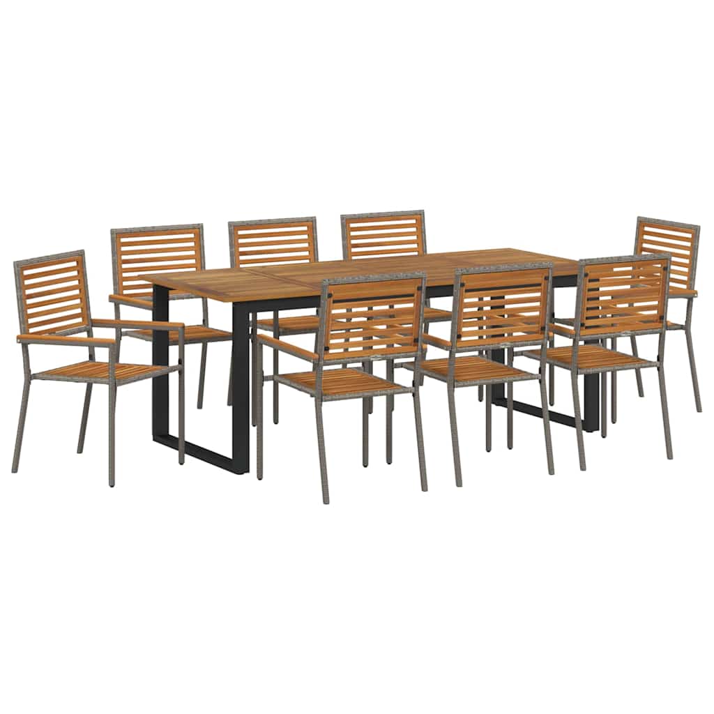 Conjunto de Comedor de Jardín 9 pcs Gris