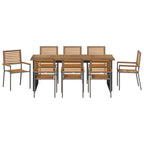 Conjunto de Comedor de Jardín 9 pcs Gris