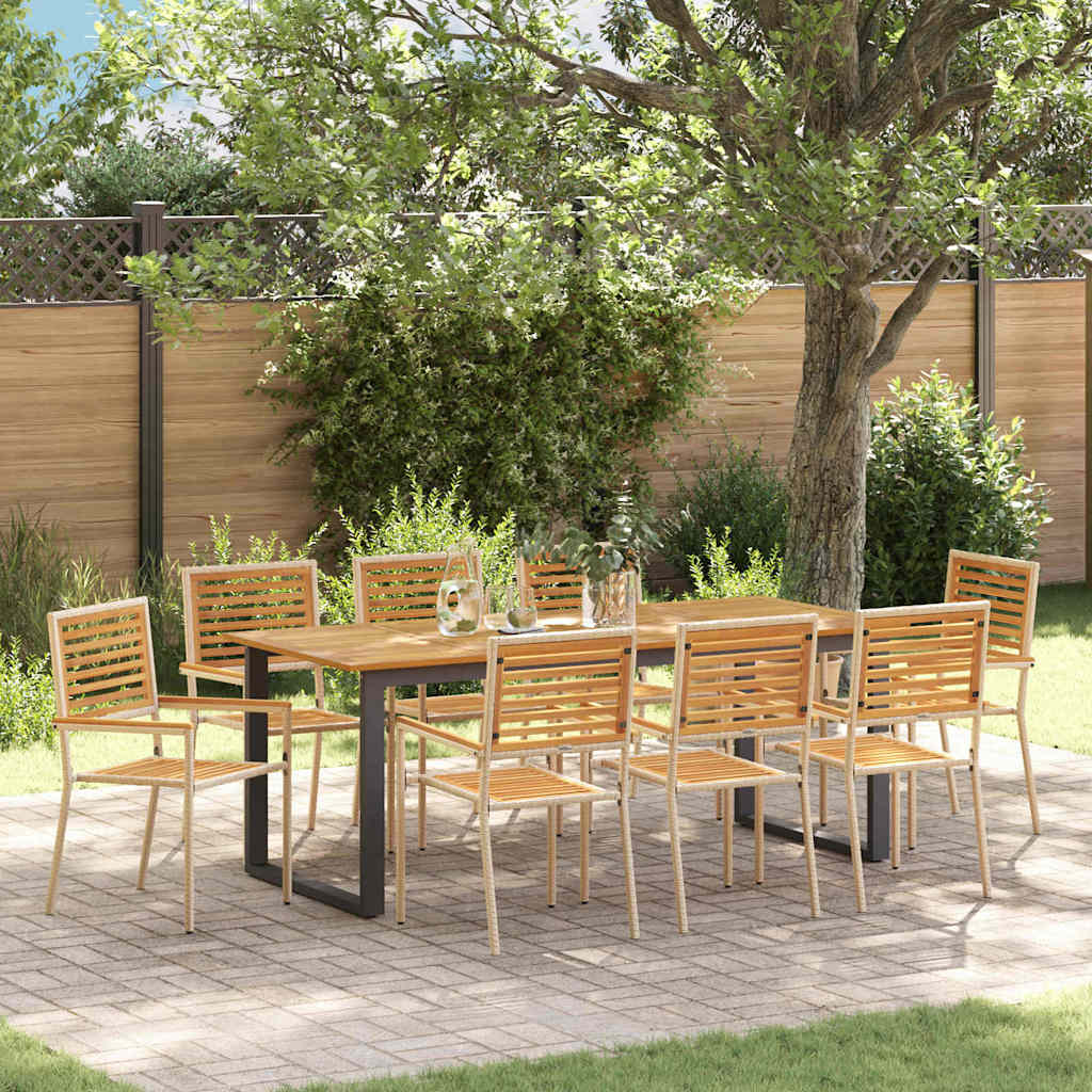 Conjunto de Comedor de Jardín 9 pcs Beige