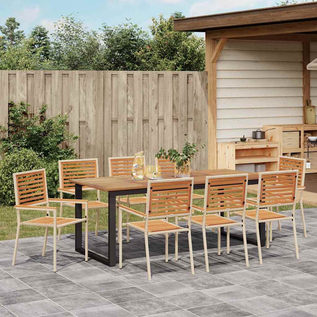 Conjunto de Comedor de Jardín 9 pcs Beige