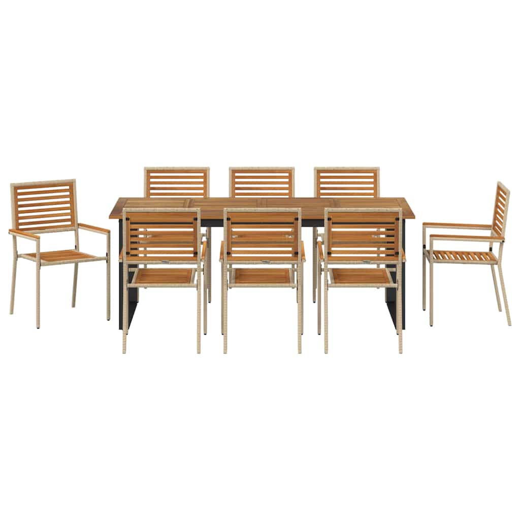 Conjunto de Comedor de Jardín 9 pcs Beige